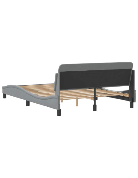 Struttura letto Dover Grigio Chiaro 135x190 cm in Tessuto