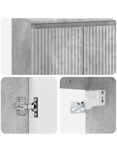 Mobile Lavabo da Parete Grigio Cemento 49,5 x 41 x 64,5 cm