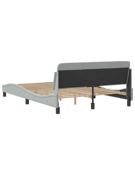 Struttura letto Dover Grigio Chiaro 135x190 cm in Velluto