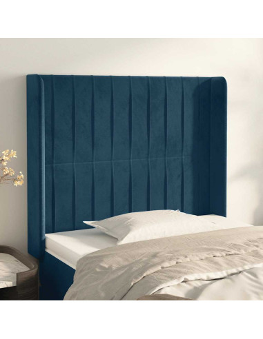 Testiera ad Orecchio Blu Scuro 103x16x118/128 cm in Velluto