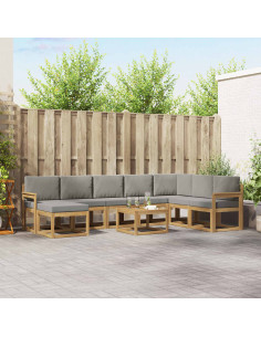 Set di divani da esterno 9 pcs Bianco e Grigio Chiaro