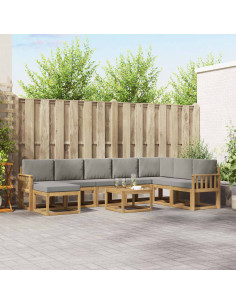 Set di divani da esterno 9 pcs Bianco e Grigio Chiaro