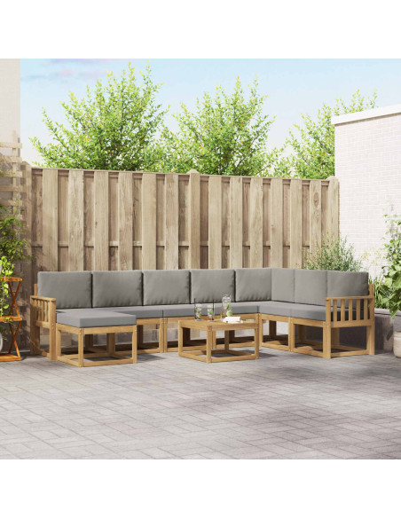 Set di divani da esterno 9 pcs Bianco e Grigio Chiaro