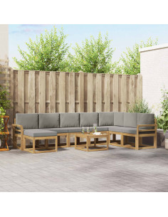 Set di divani da esterno 9 pcs Bianco e Grigio Chiaro