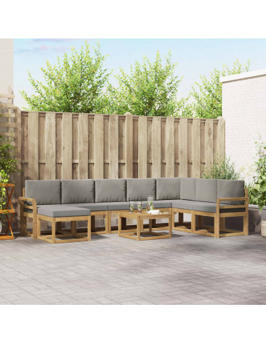 Set di divani da esterno 9 pcs Bianco e Grigio Chiaro
