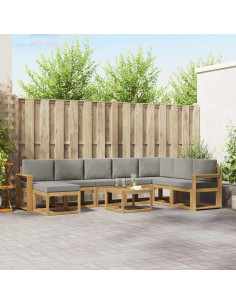 Set di divani da esterno 9 pcs Bianco e Grigio Chiaro