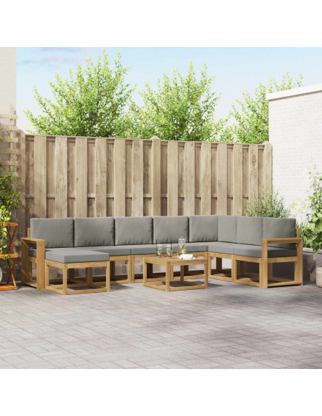 Set di divani da esterno 9 pcs Bianco e Grigio Chiaro