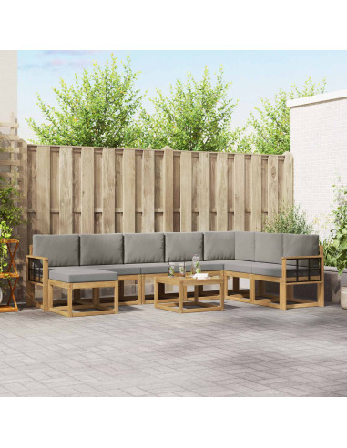 Set di divani da esterno 9 pcs Bianco e Grigio Chiaro