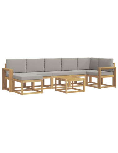 Set di divani da esterno 8 pcs Bianco e Grigio Chiaro