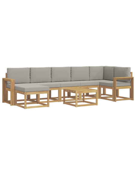Set di divani da esterno 8 pcs Bianco e Grigio Chiaro