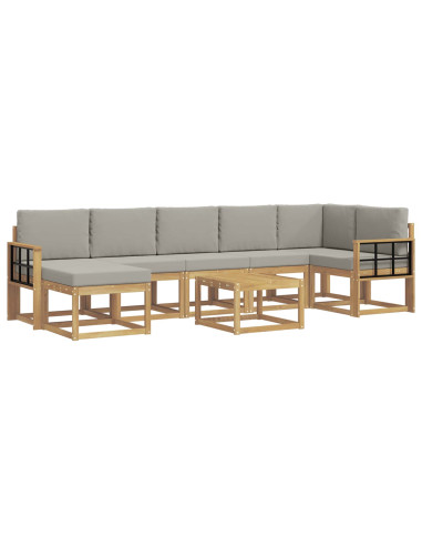 Set di divani da esterno 8 pcs Bianco e Grigio Chiaro