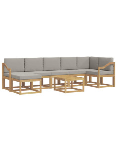 Set di divani da esterno 8 pcs Bianco e Grigio Chiaro 2