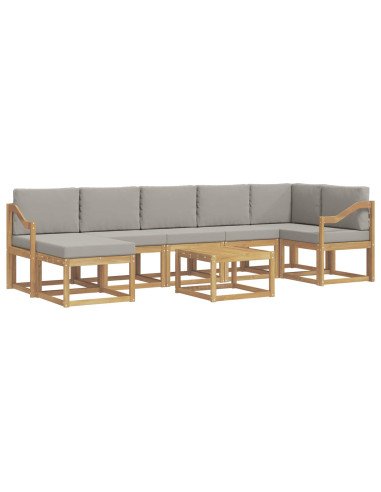 Set di divani da esterno 8 pcs Bianco e Grigio Chiaro
