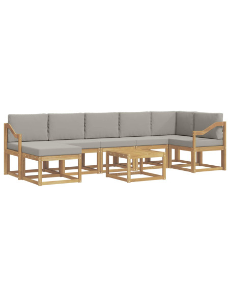 Set di divani da esterno 8 pcs Bianco e Grigio Chiaro