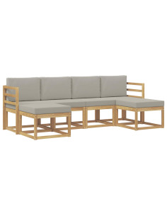 Set di divani da esterno 6 pcs Bianco e Grigio Chiaro 2