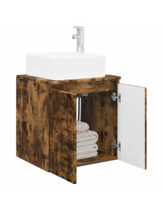 Mobile Lavabo da Parete Rovere Fumo 49,5 x 41 x 63 cm 2