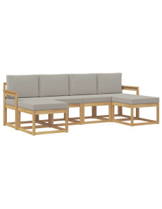 Set di divani da esterno 6 pcs Bianco e Grigio Chiaro 2