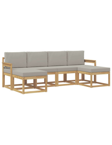 Set di divani da esterno 6 pcs Bianco e Grigio Chiaro