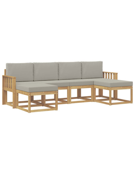 Set di divani da esterno 6 pcs Bianco e Grigio Chiaro