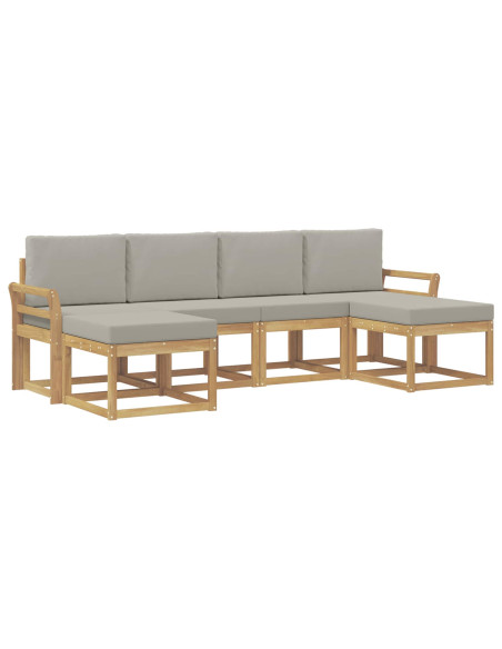 Set di divani da esterno 6 pcs Bianco e Grigio Chiaro