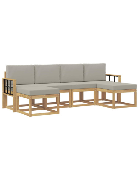 Set di divani da esterno 6 pcs Bianco e Grigio Chiaro