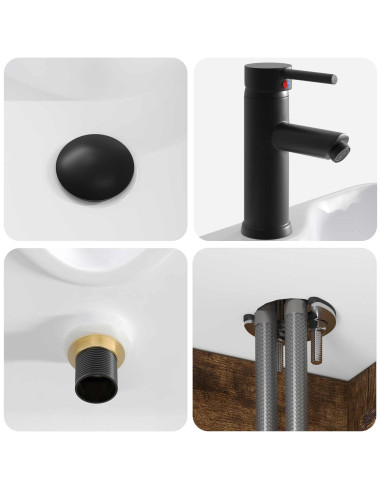 Mobile lavabo da parete Rovere Fumo 49 x 41 x 63 cm