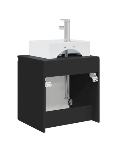Mobile Lavabo da Parete Nero 49,5 x 41 x 62,5 cm