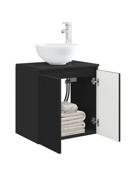 Mobile Lavabo da Parete Nero 49,5 x 35 x 63 cm