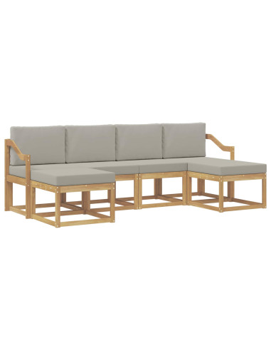 Set di divani da esterno 6 pcs Bianco e Grigio Chiaro