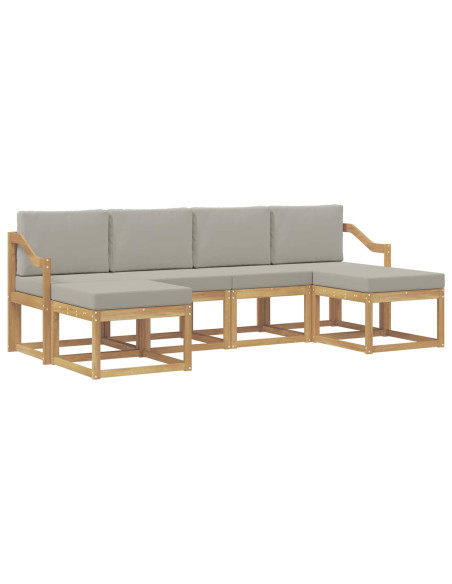 Set di divani da esterno 6 pcs Bianco e Grigio Chiaro