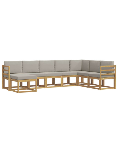 Set di divani da esterno 8 pcs Bianco e Grigio Chiaro