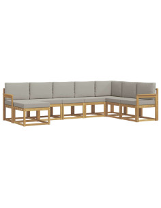 Set di divani da esterno 8 pcs Bianco e Grigio Chiaro 2