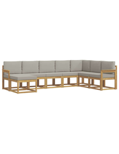 Set di divani da esterno 8 pcs Bianco e Grigio Chiaro