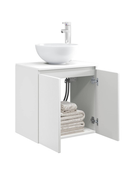 Mobile Lavabo da Parete Bianco Lucido 49,5 x 35 x 63 cm