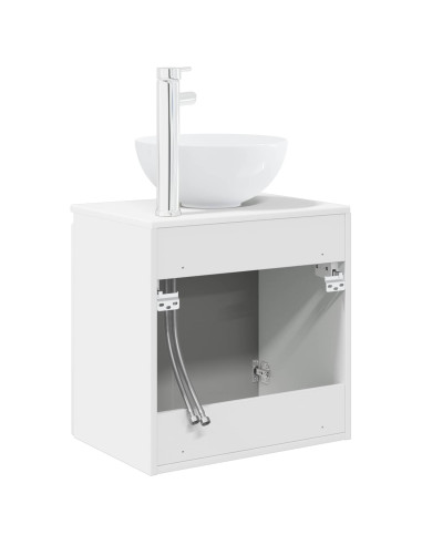 Mobile Lavabo da Parete Bianco Lucido 49,5 x 35 x 63 cm