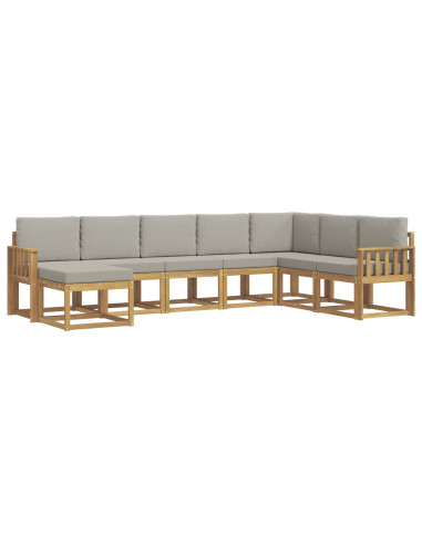 Set di divani da esterno 8 pcs Bianco e Grigio Chiaro