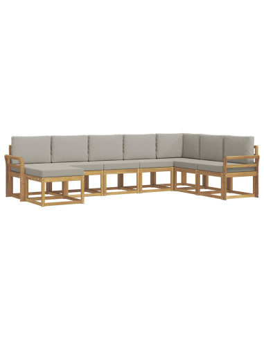 Set di divani da esterno 8 pcs Bianco e Grigio Chiaro