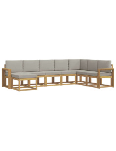 Set di divani da esterno 8 pcs Bianco e Grigio Chiaro 2