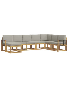Set di divani da esterno 8 pcs Bianco e Grigio Chiaro 2