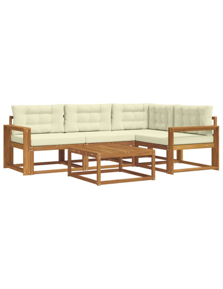 Set di divani da esterno con cuscino 5 pcs Naturale e Crema