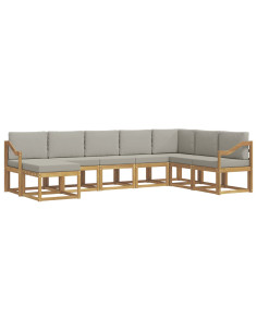 Set di divani da esterno 8 pcs Bianco e Grigio Chiaro 2