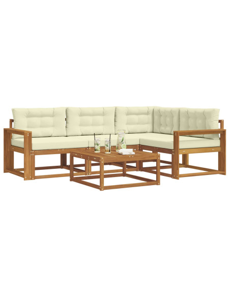 Set di divani da esterno con cuscino 5 pcs Naturale e Crema