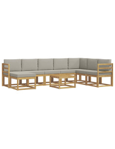 Set di divani da esterno 9 pcs Bianco e Grigio Chiaro 2