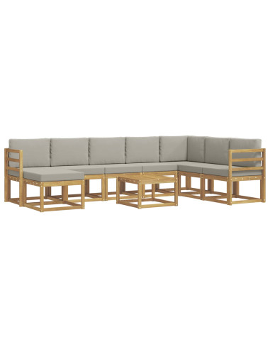 Set di divani da esterno 9 pcs Bianco e Grigio Chiaro