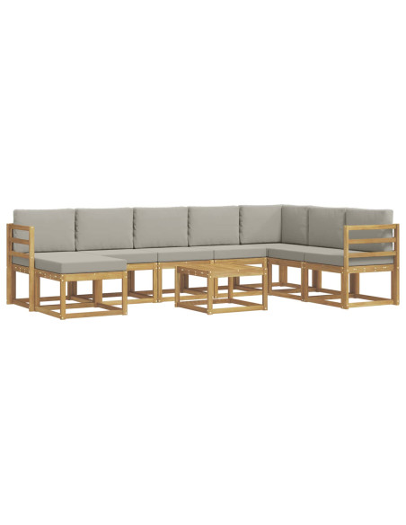 Set di divani da esterno 9 pcs Bianco e Grigio Chiaro