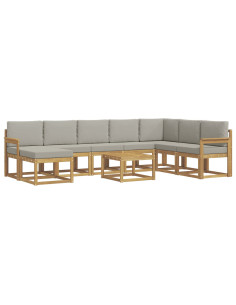 Set di divani da esterno 9 pcs Bianco e Grigio Chiaro 2