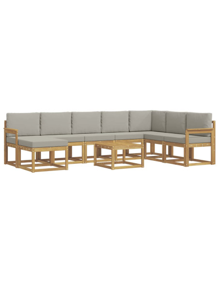 Set di divani da esterno 9 pcs Bianco e Grigio Chiaro