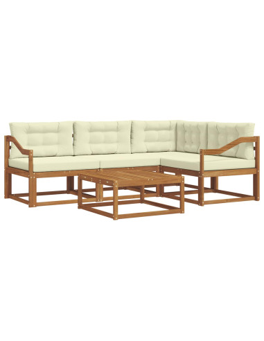 Set di divani da esterno con cuscino 5 pcs Naturale e Crema