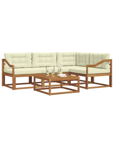 Set di divani da esterno con cuscino 5 pcs Naturale e Crema