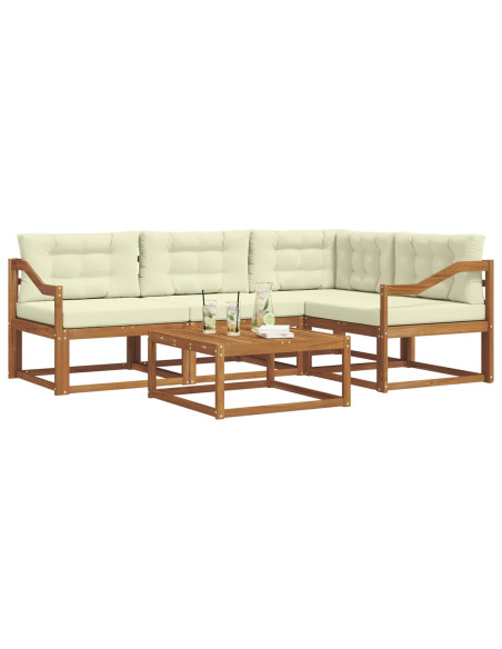 Set di divani da esterno con cuscino 5 pcs Naturale e Crema